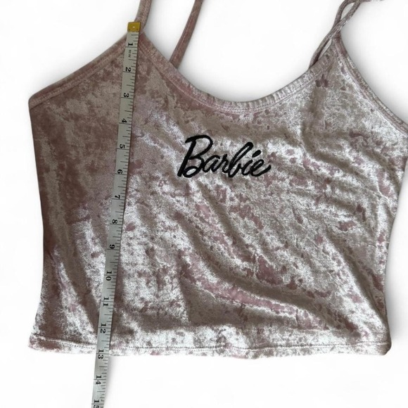 Barbie - Pink Velvet Crop Top - Women's Small - Y2K 90s Aesthetic Cami Tank - Picture 5 of 5